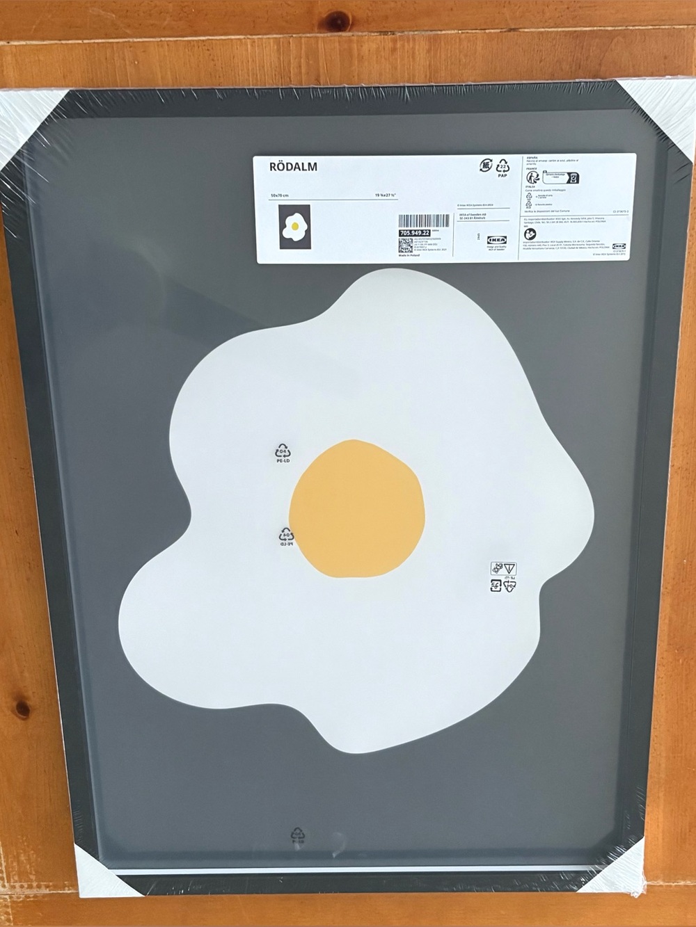 IKEA RODALM Fried Egg Black Framed Print, New